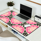 Folk Art Mandala - black, pink, and cream Desk Mat Gallery Image 2