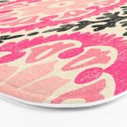 Folk Art Mandala - black, pink, and cream Bath Mat Gallery Image 3