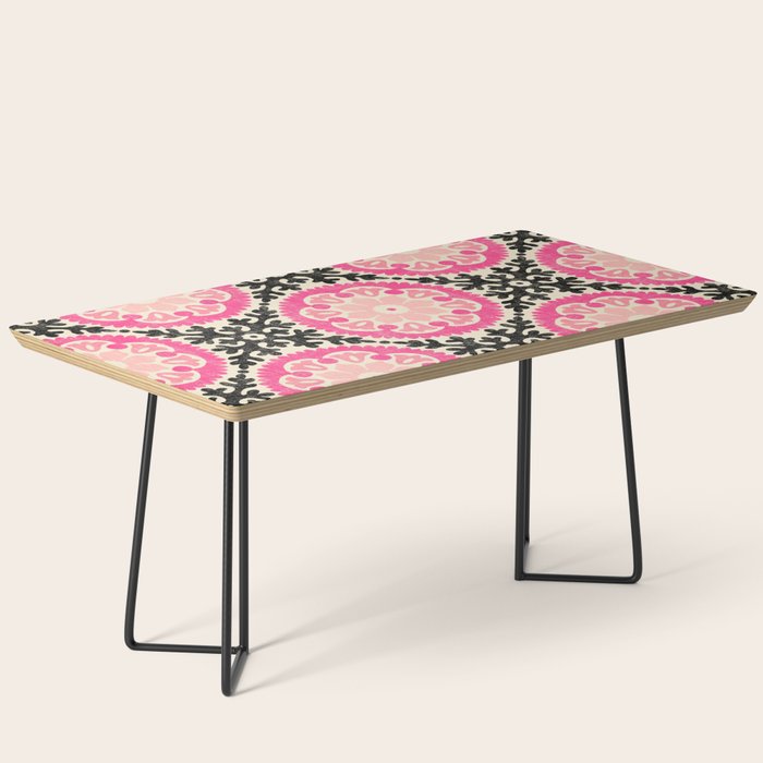 Folk Art Mandala - black, pink, and cream Coffee Table Gallery Image 1