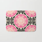 Folk Art Mandala - black, pink, and cream Bath Mat Gallery Image 1