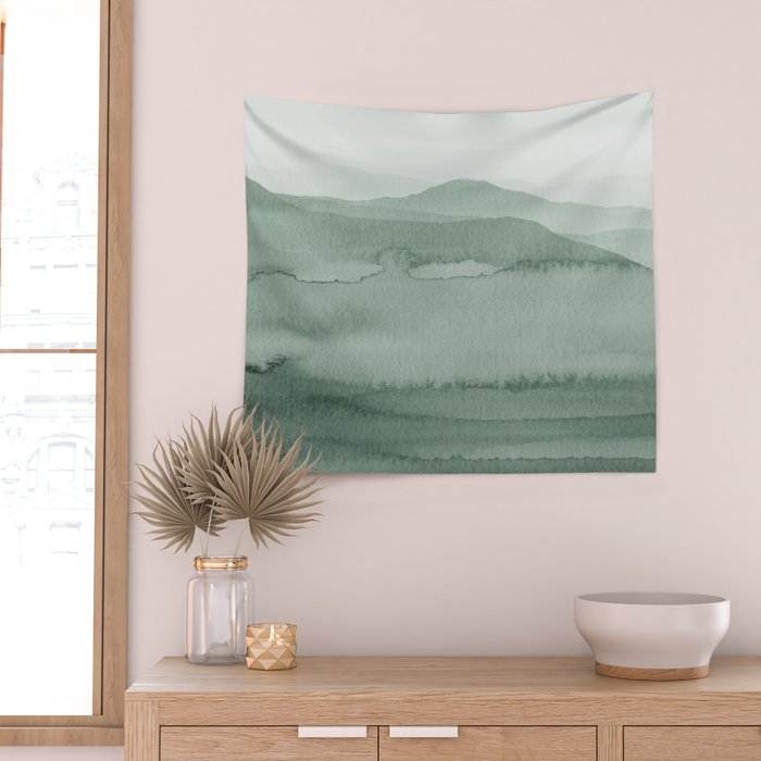 Abstract 1 Watercolor Sage Green Art Print By LandSartprints Wall Tapestry Gallery Image 2