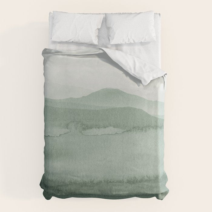 Abstract 1 Watercolor Sage Green Art Print By LandSartprints Duvet Cover Gallery Image 6