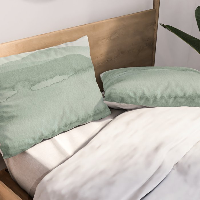 Abstract 1 Watercolor Sage Green Art Print By LandSartprints Pillow Sham Gallery Image 2