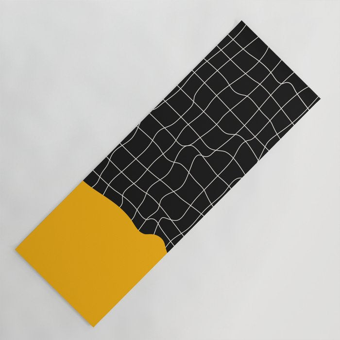 Sunkissed Gold | Warp Grid: Midnight Black Edition Yoga Mat Gallery Image 1