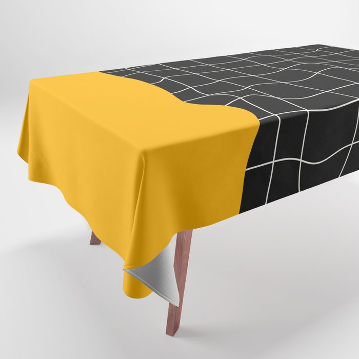 Sunkissed Gold | Warp Grid: Midnight Black Edition Tablecloth Gallery Image 1