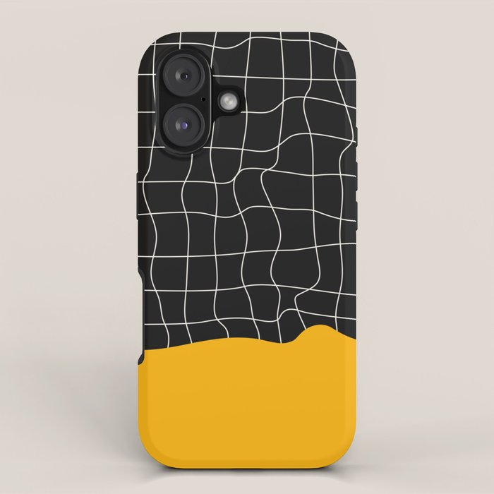 Sunkissed Gold | Warp Grid: Midnight Black Edition iPhone Case Gallery Image 1