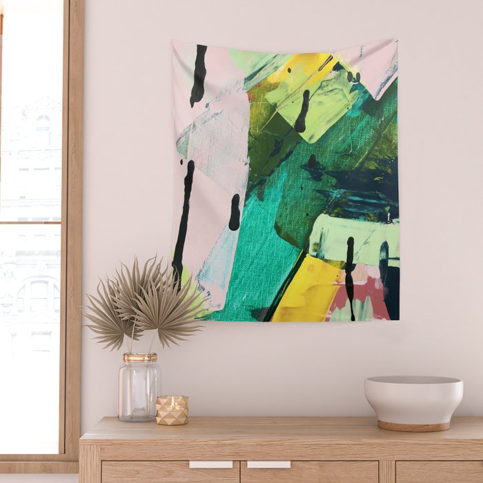 Hopeful[4] - a bright mixed media abstract piece Wall Tapestry Gallery Image 2