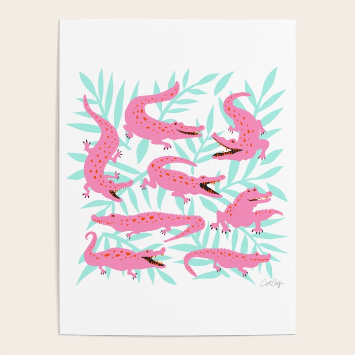 Alligator Collection - Pink & Turquoise Palette Poster Gallery Image 1