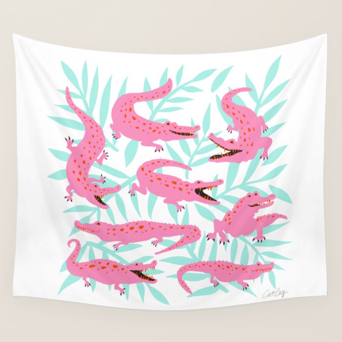 Alligator Collection - Pink & Turquoise Palette Wall Tapestry Gallery Image 1