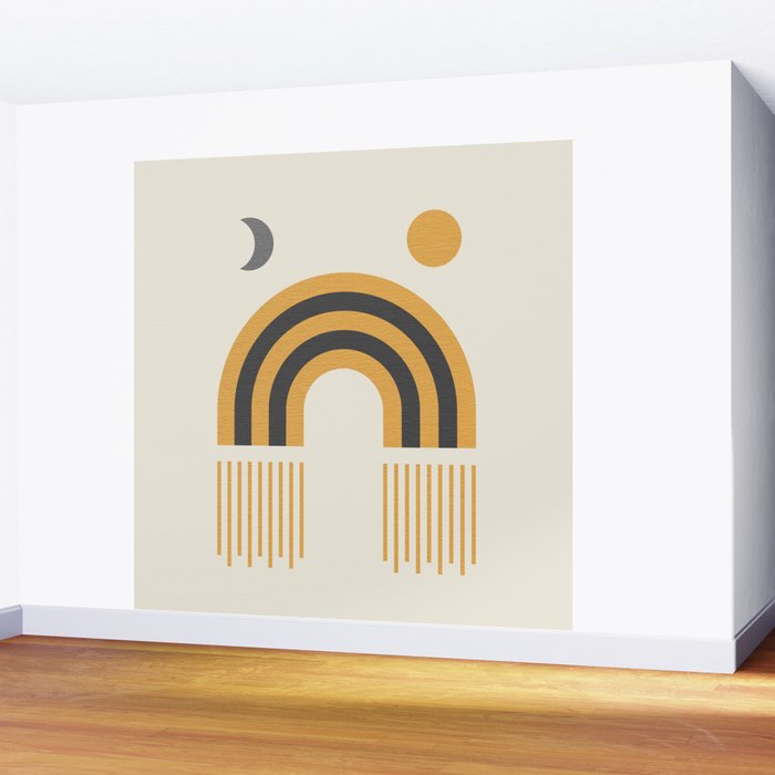 Sun and Moon Rainbow Midcentury style Wall Mural Gallery Image 2