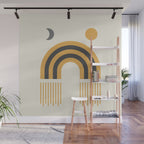 Sun and Moon Rainbow Midcentury style Wall Mural Gallery Image 1