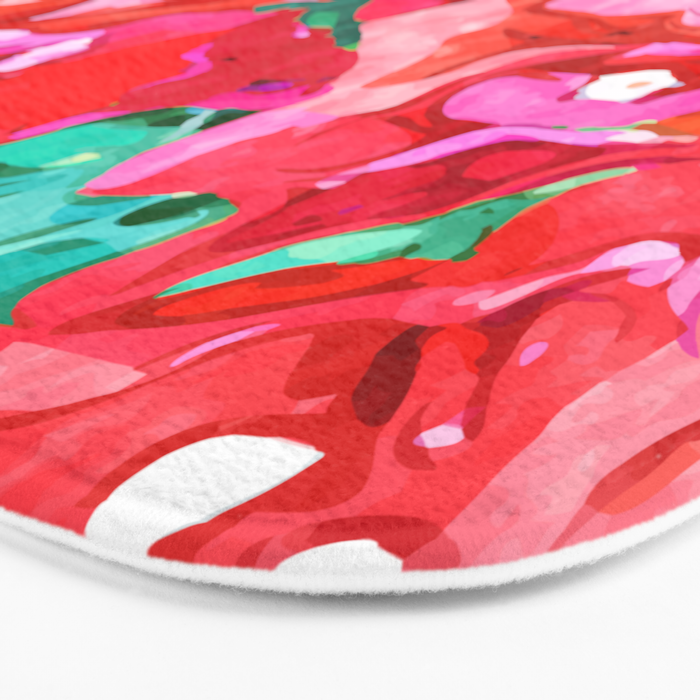 Wild Bougainvillea, Bloom Summer Floral Bohemian Pop of Color Botanical Jungle Watercolor Painting Bath Mat Gallery Image 3