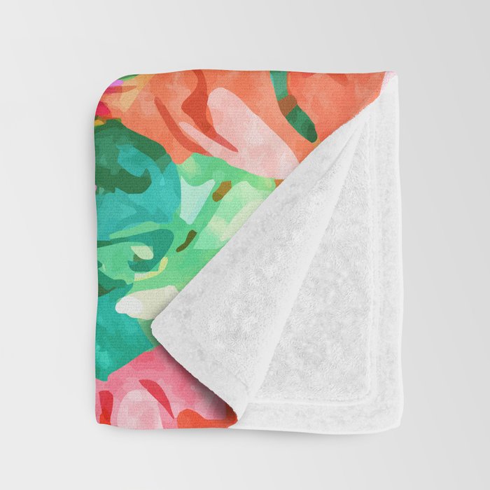 Wild Bougainvillea, Bloom Summer Floral Bohemian Pop of Color Botanical Jungle Watercolor Painting Throw Blanket Gallery Image 3