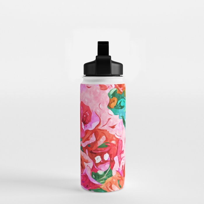 Wild Bougainvillea, Bloom Summer Floral Bohemian Pop of Color Botanical Jungle Watercolor Painting Water Bottle Gallery Image 2