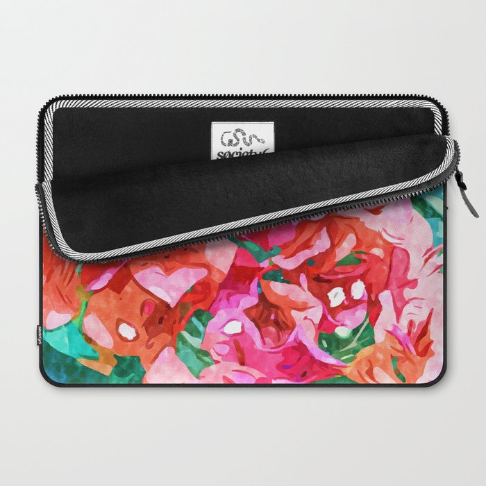 Wild Bougainvillea, Bloom Summer Floral Bohemian Pop of Color Botanical Jungle Watercolor Painting Laptop Sleeve Gallery Image 2