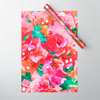 Wild Bougainvillea, Bloom Summer Floral Bohemian Pop of Color Botanical Jungle Watercolor Painting Wrapping Paper Gallery Image 1