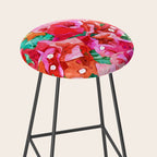 Wild Bougainvillea, Bloom Summer Floral Bohemian Pop of Color Botanical Jungle Watercolor Painting Stool Gallery Image 2