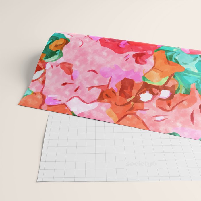 Wild Bougainvillea, Bloom Summer Floral Bohemian Pop of Color Botanical Jungle Watercolor Painting Wrapping Paper Gallery Image 2
