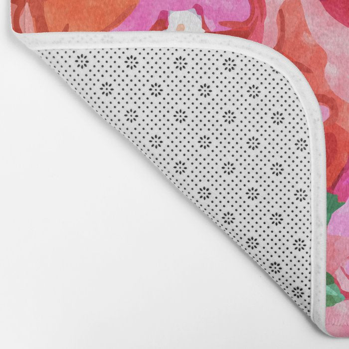 Wild Bougainvillea, Bloom Summer Floral Bohemian Pop of Color Botanical Jungle Watercolor Painting Bath Mat Gallery Image 2