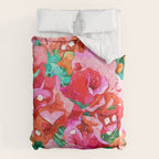 Wild Bougainvillea, Bloom Summer Floral Bohemian Pop of Color Botanical Jungle Watercolor Painting Duvet Cover Gallery Image 6