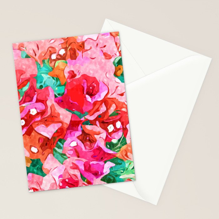 Wild Bougainvillea, Bloom Summer Floral Bohemian Pop of Color Botanical Jungle Watercolor Painting Stationery Card Gallery Image 2