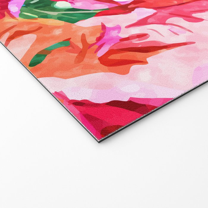 Wild Bougainvillea, Bloom Summer Floral Bohemian Pop of Color Botanical Jungle Watercolor Painting Welcome Mat Gallery Image 2