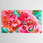 Wild Bougainvillea, Bloom Summer Floral Bohemian Pop of Color Botanical Jungle Watercolor Painting Tablecloth Gallery Image 2
