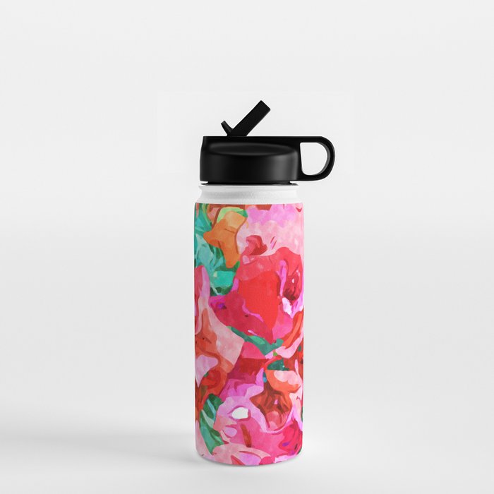 Wild Bougainvillea, Bloom Summer Floral Bohemian Pop of Color Botanical Jungle Watercolor Painting Water Bottle Gallery Image 1