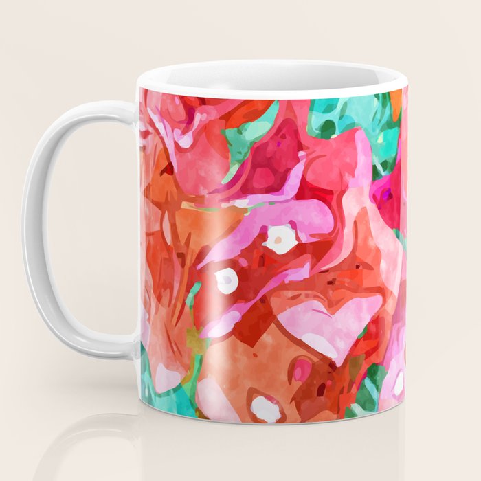Wild Bougainvillea, Bloom Summer Floral Bohemian Pop of Color Botanical Jungle Watercolor Painting Coffee Mug Gallery Image 3