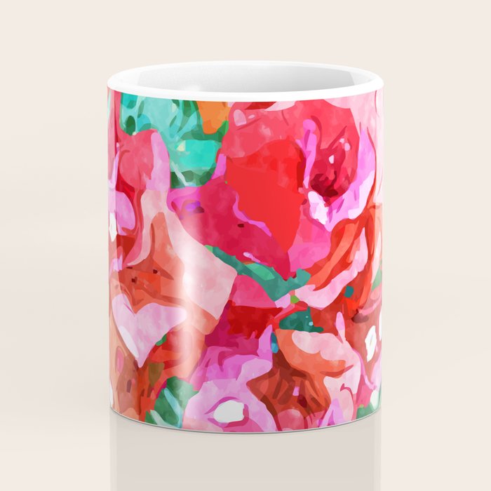 Wild Bougainvillea, Bloom Summer Floral Bohemian Pop of Color Botanical Jungle Watercolor Painting Coffee Mug Gallery Image 4