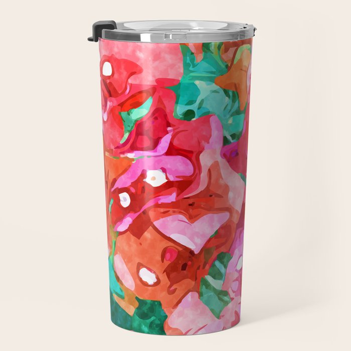Wild Bougainvillea, Bloom Summer Floral Bohemian Pop of Color Botanical Jungle Watercolor Painting Travel Mug Gallery Image 3