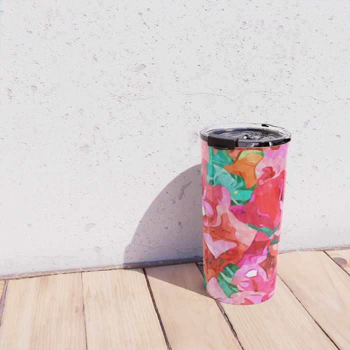 Wild Bougainvillea, Bloom Summer Floral Bohemian Pop of Color Botanical Jungle Watercolor Painting Travel Mug Gallery Image 4