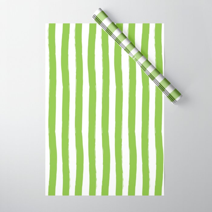 Green and White Cabana Stripes Palm Beach Preppy Wrapping Paper Gallery Image 1