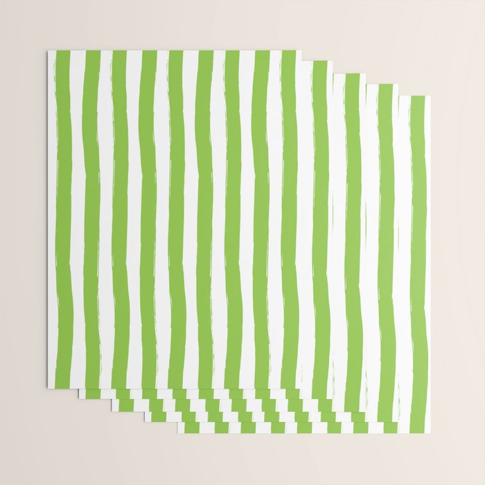 Green and White Cabana Stripes Palm Beach Preppy Wrapping Paper Gallery Image 3