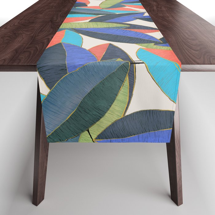 Tropical Ficus leaves #botanic Table Runner Gallery Image 1