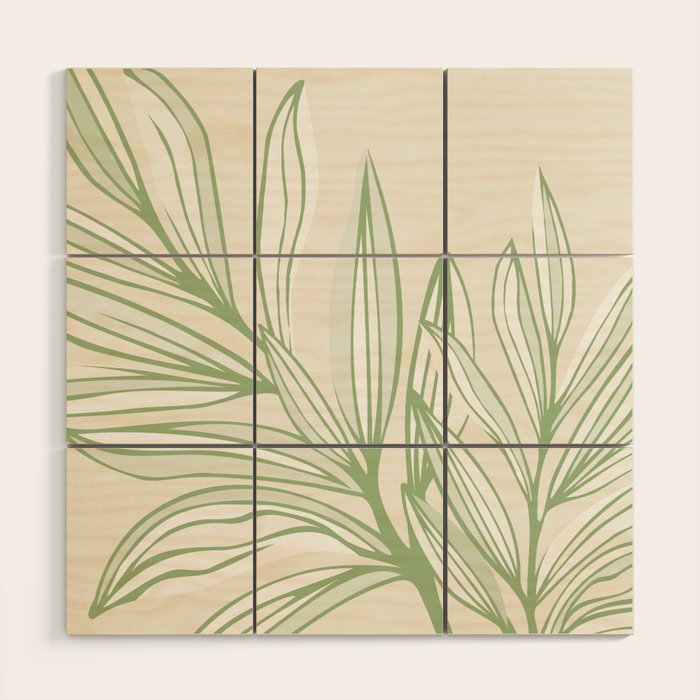 Wild Spring Meadow - Botanic Line Art Wood Wall Art Gallery Image 1