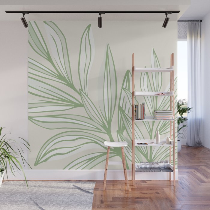 Wild Spring Meadow - Botanic Line Art Wall Mural Gallery Image 1