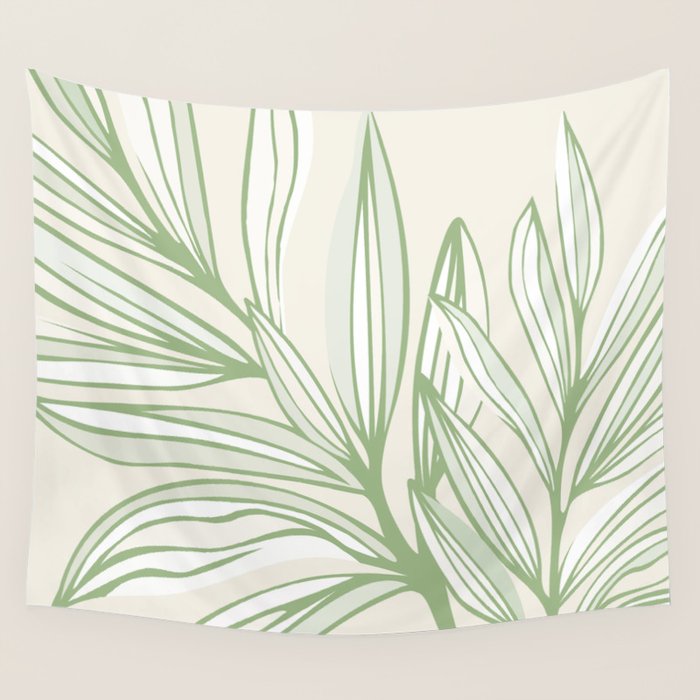 Wild Spring Meadow - Botanic Line Art Wall Tapestry Gallery Image 4