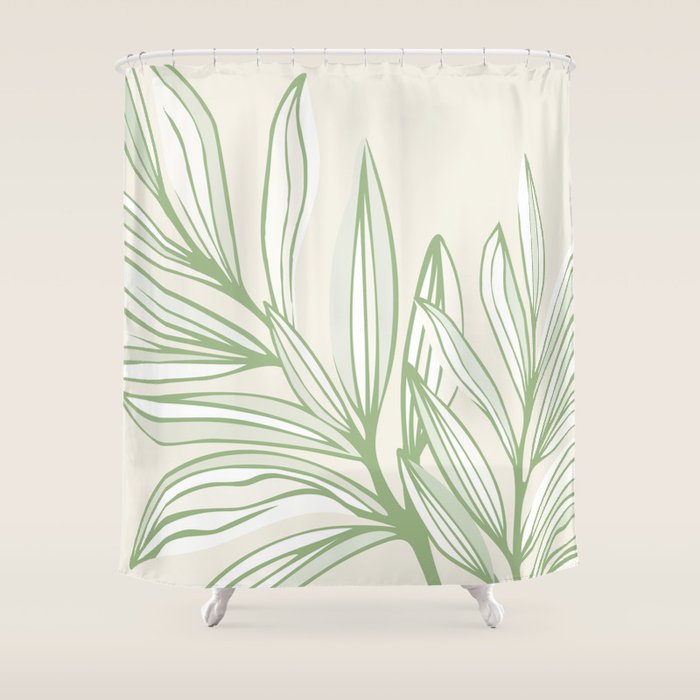 Wild Spring Meadow - Botanic Line Art Shower Curtain Gallery Image 1