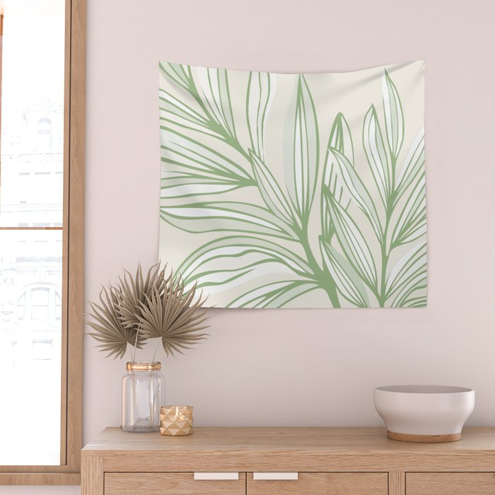Wild Spring Meadow - Botanic Line Art Wall Tapestry Gallery Image 2