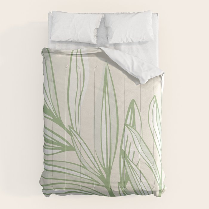 Wild Spring Meadow - Botanic Line Art Comforter Gallery Image 1