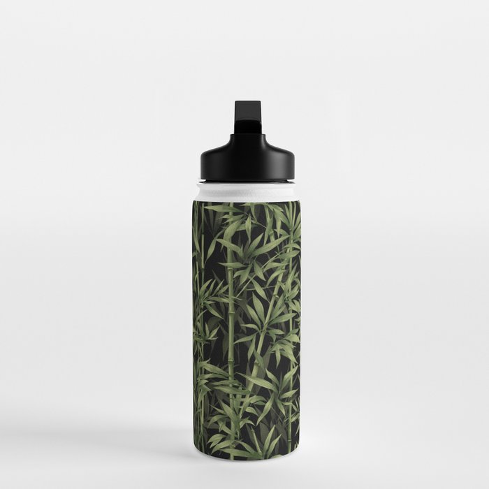 Calm Nature Beauty Bamboo Botanical Watercolor Art Black Water Bottle Gallery Image 3