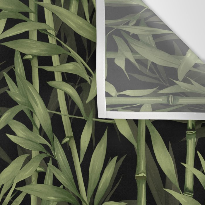 Calm Nature Beauty Bamboo Botanical Watercolor Art Black Wall Tapestry Gallery Image 3
