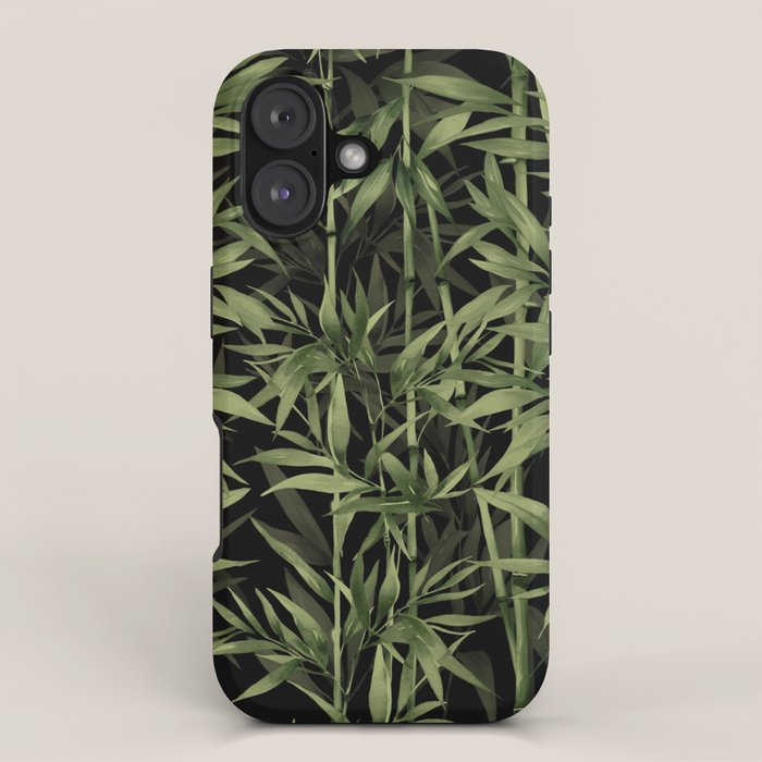Calm Nature Beauty Bamboo Botanical Watercolor Art Black iPhone Case Gallery Image 1