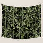Calm Nature Beauty Bamboo Botanical Watercolor Art Black Wall Tapestry Gallery Image 4