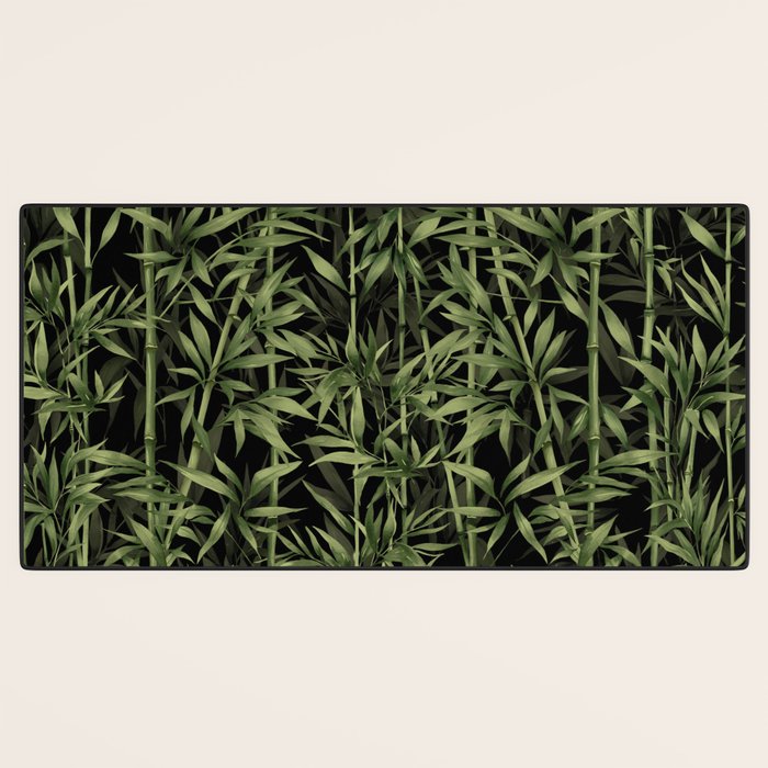 Calm Nature Beauty Bamboo Botanical Watercolor Art Black Desk Mat Gallery Image 3