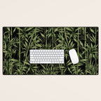 Calm Nature Beauty Bamboo Botanical Watercolor Art Black Desk Mat Gallery Image 1