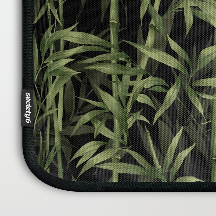 Calm Nature Beauty Bamboo Botanical Watercolor Art Black Laptop Sleeve Gallery Image 3