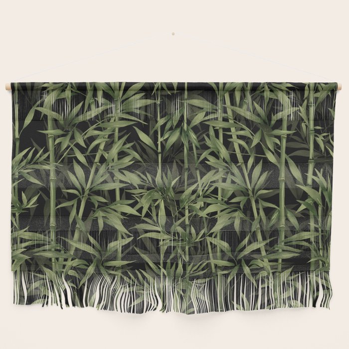 Calm Nature Beauty Bamboo Botanical Watercolor Art Black Wall Hanging Gallery Image 1
