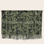 Calm Nature Beauty Bamboo Botanical Watercolor Art Black Wall Hanging Gallery Image 1